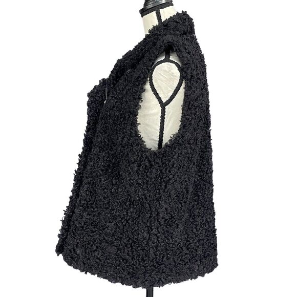 INC Medium Faux Fur Vest Full-Zip Sleeveless Lined Pockets Collared Black New - Picture 5 of 12